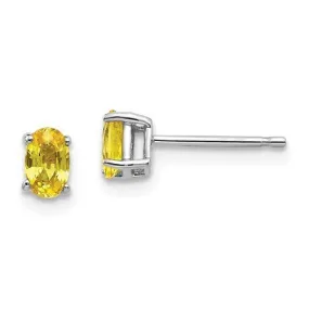 14KT GOLD 2/3 CTW OVAL YELLOW SAPPHIRE STUD EARRINGS