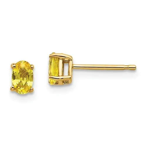 14KT GOLD 2/3 CTW OVAL YELLOW SAPPHIRE STUD EARRINGS