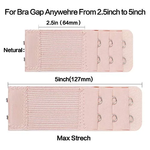 18 Pcs Women's Bra Extender 2 Hooks/ 3 Hooks Elastic Stretchy Bra Extension Strap, Bra Lingerie Extenders, White/Black/Beige