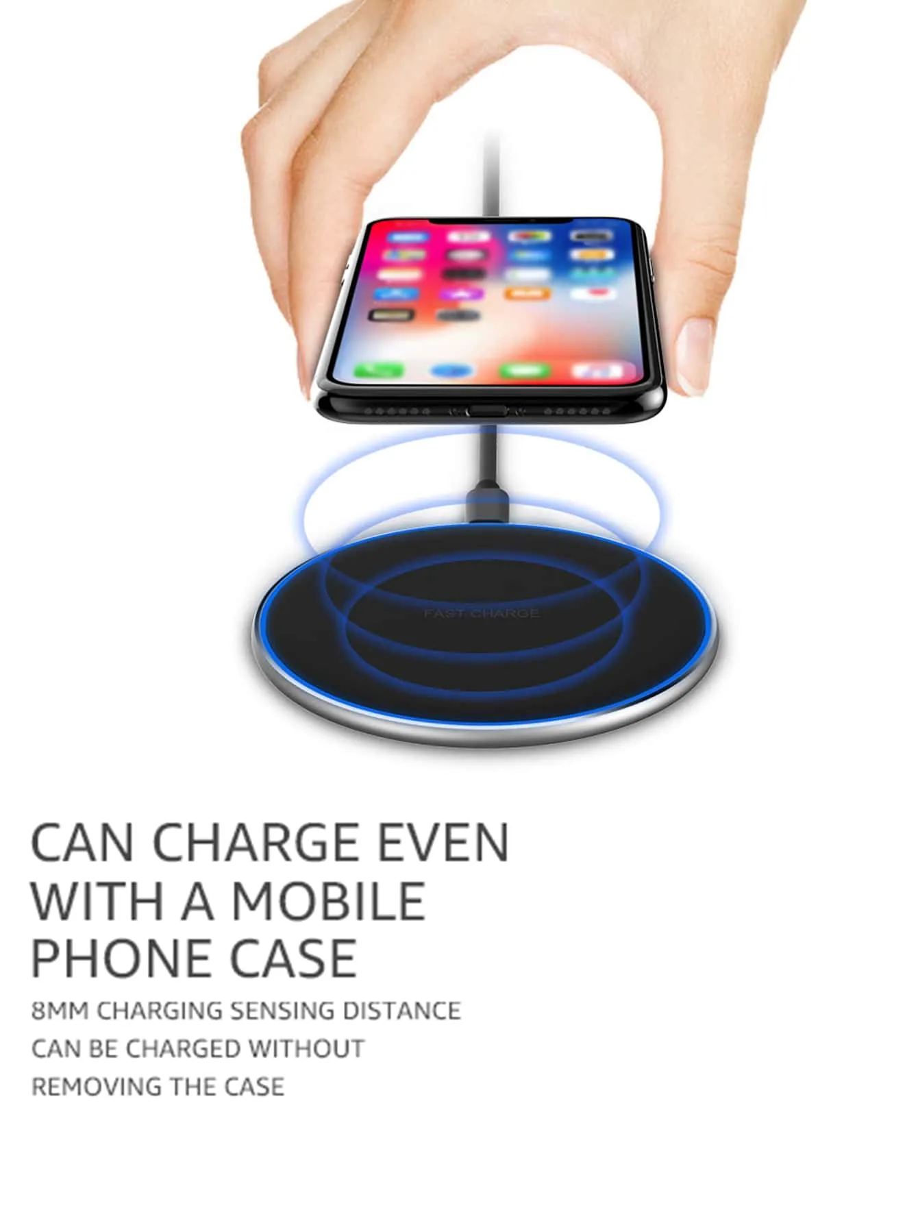 1pc 10W Wireless Charger With Data Cable