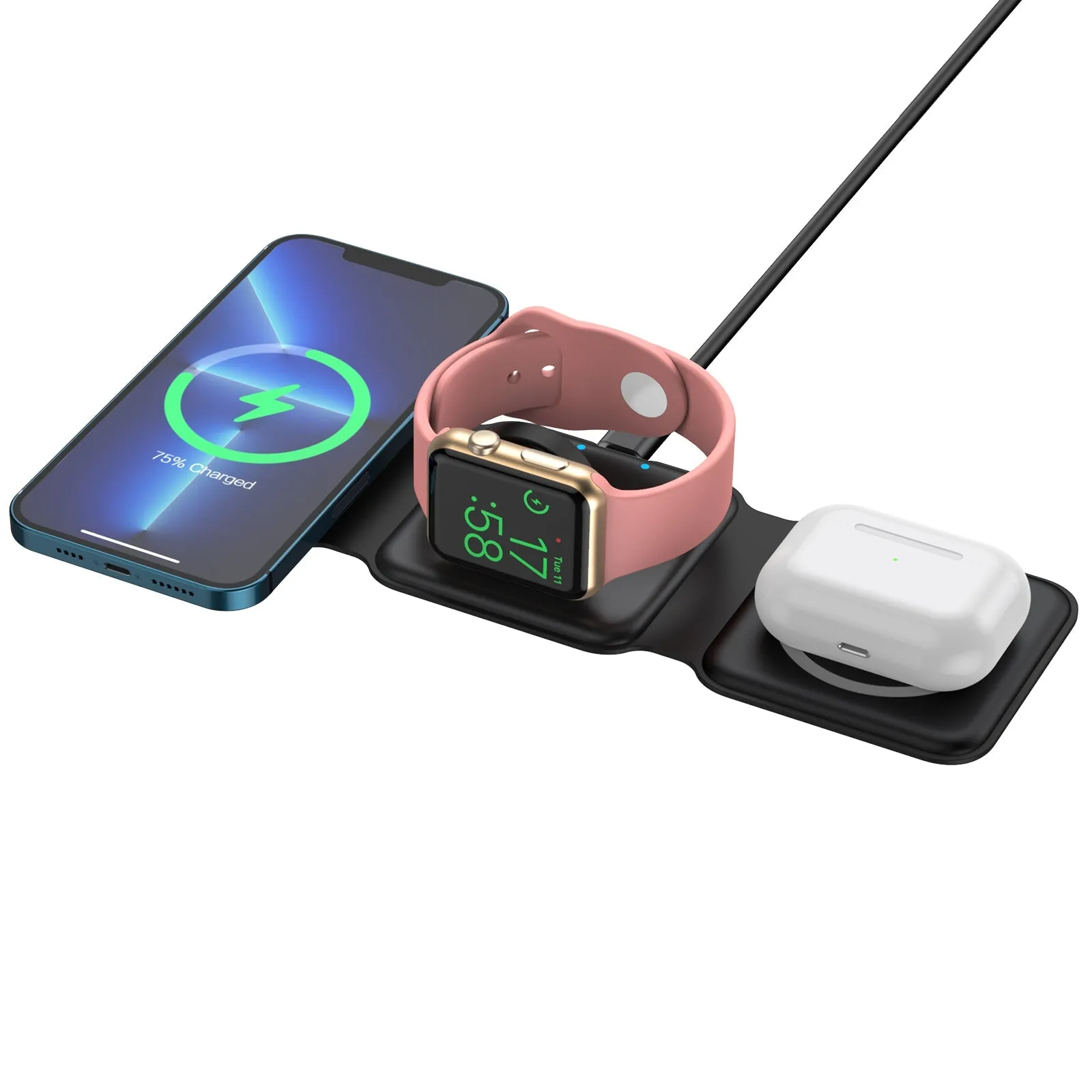 3 in 1 Magnetic Foldable MagSafe Compatible Wireless Charger rjmobile01