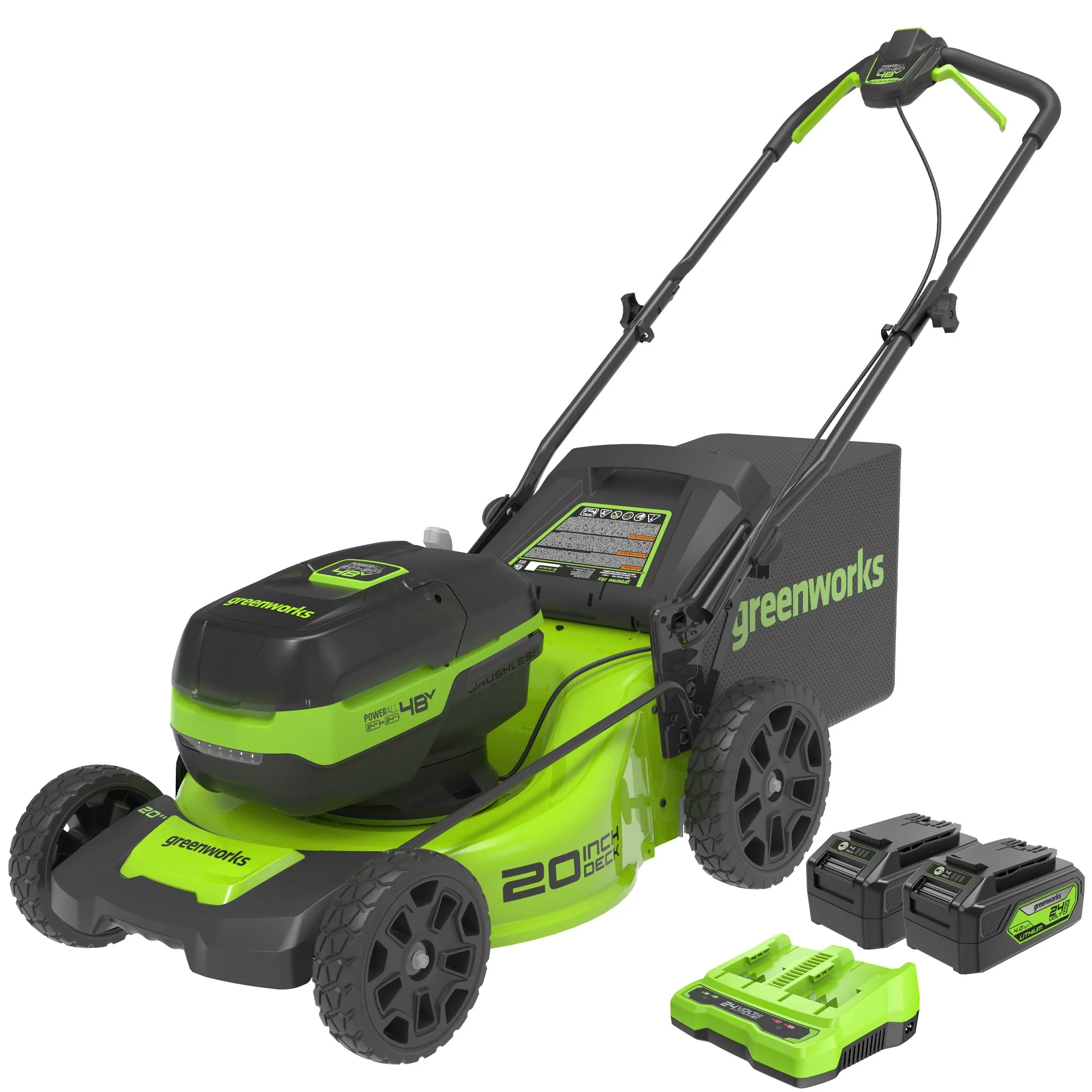 48V (2x24V) 20" Cordless Battery Push Mower w/ (2) 4.0Ah Batteries & Charger