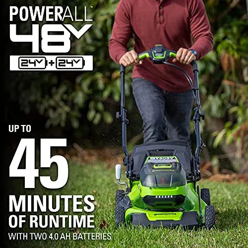 48V (2x24V) 20" Cordless Battery Push Mower w/ (2) 4.0Ah Batteries & Charger