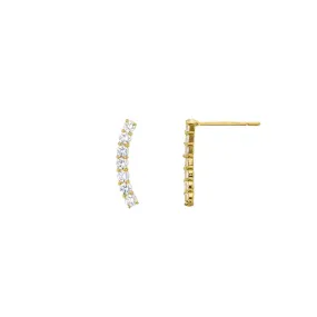 7-Stone Curved Liner Stud Earrings (14K)