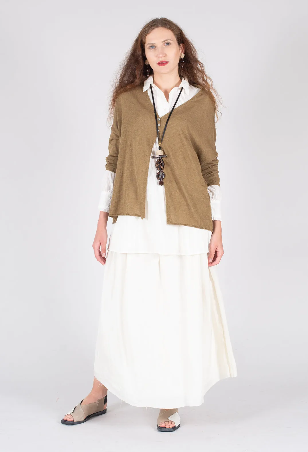 A-Line Cardigan in Khaki