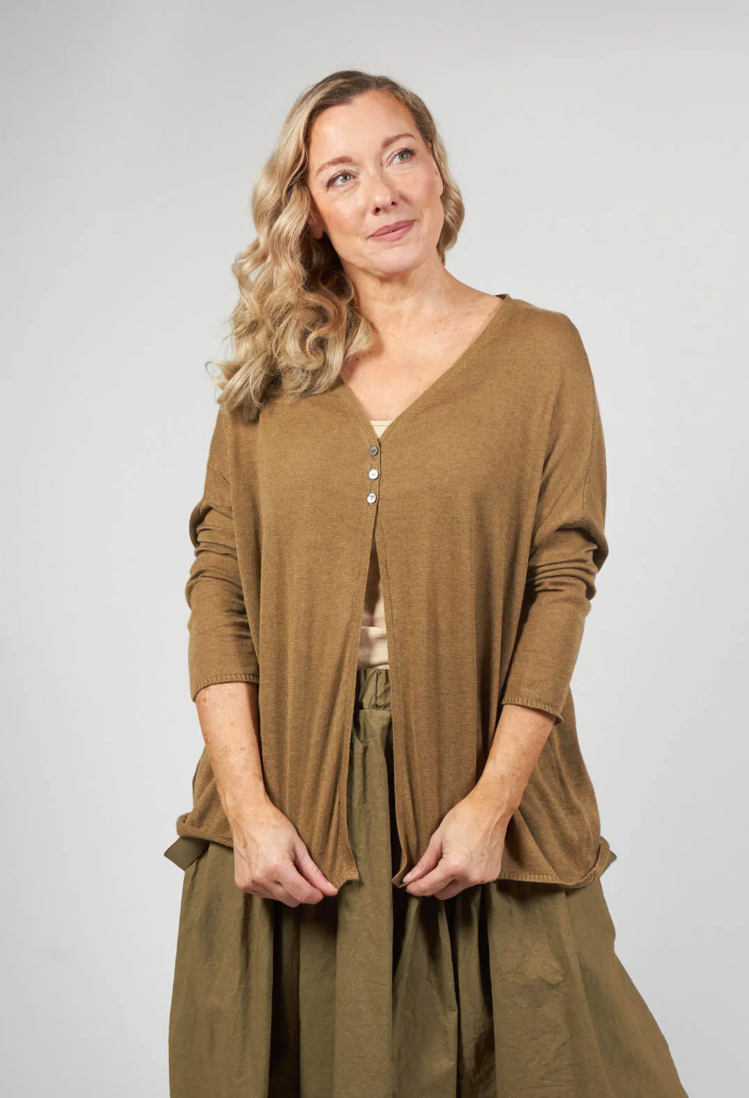 A-Line Cardigan in Khaki