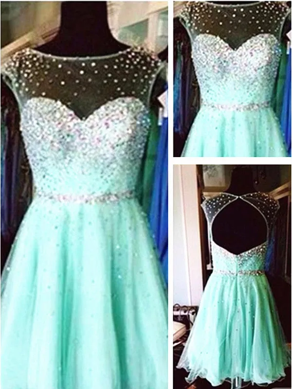 A Line Round Neck Short Green Prom Dress, Short Green Graduation Dress, Short Green Homecoming Dress