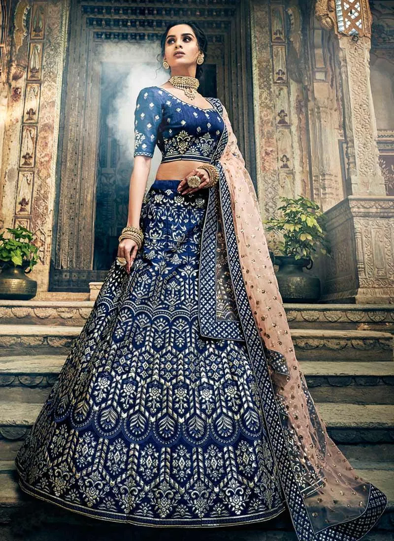 Admirable Navy Blue Pure Gota Work Art Silk Base Lehenga Choli