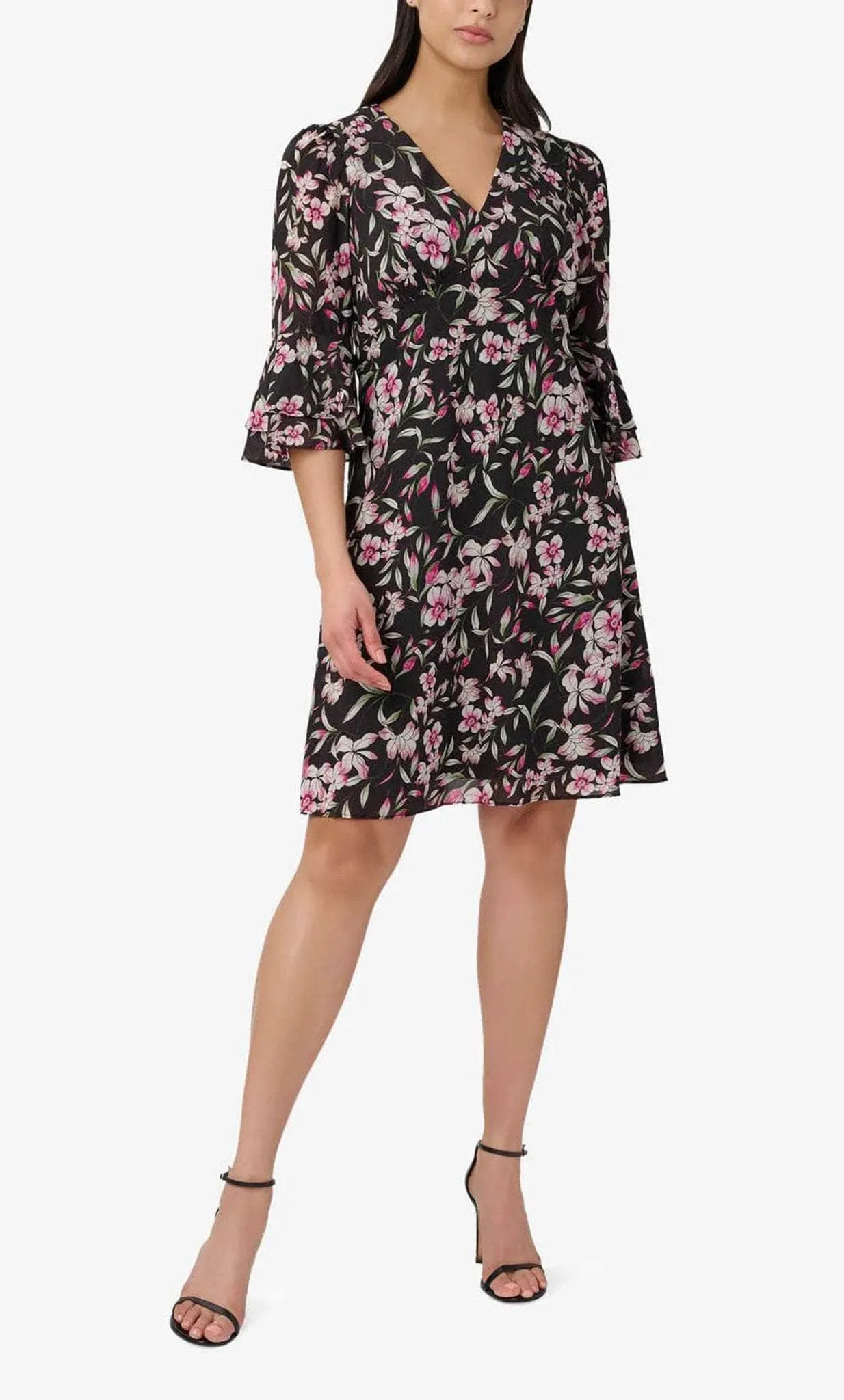 Adrianna Papell AP1D104622 - Bell Sleeve Floral Short Dress