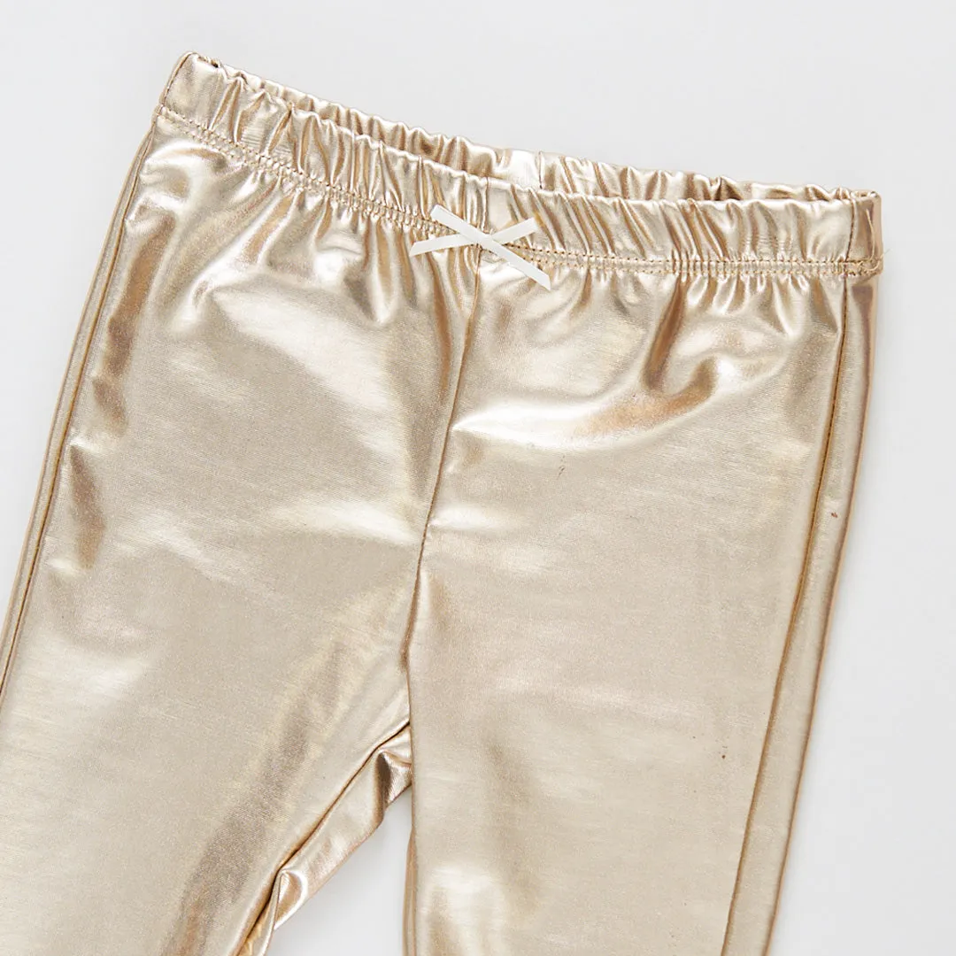 Baby Lame Girls Legging - Light Gold