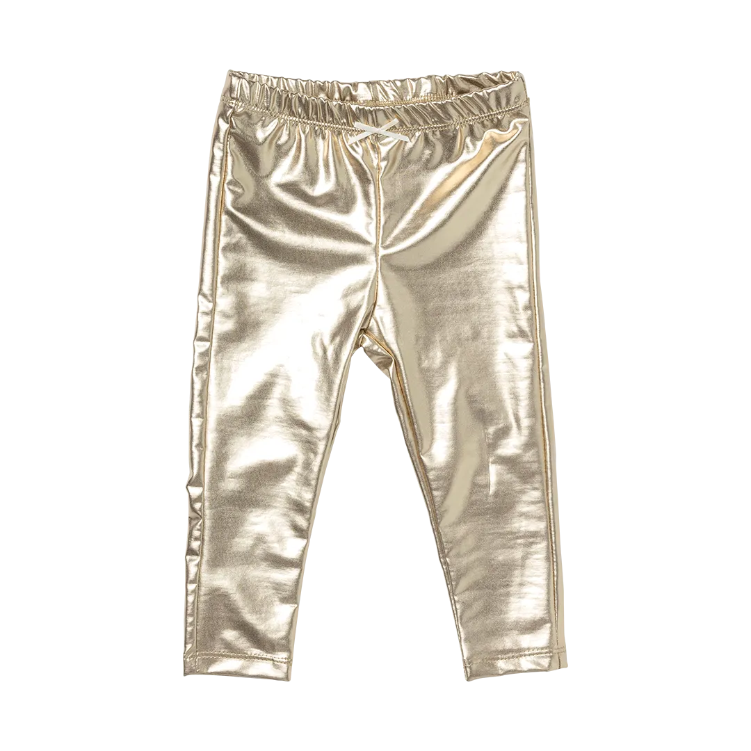 Baby Lame Girls Legging - Light Gold