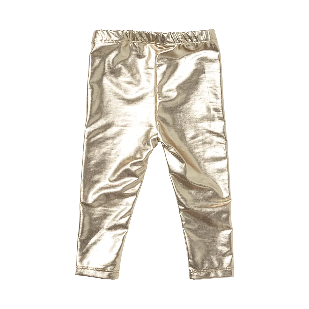 Baby Lame Girls Legging - Light Gold