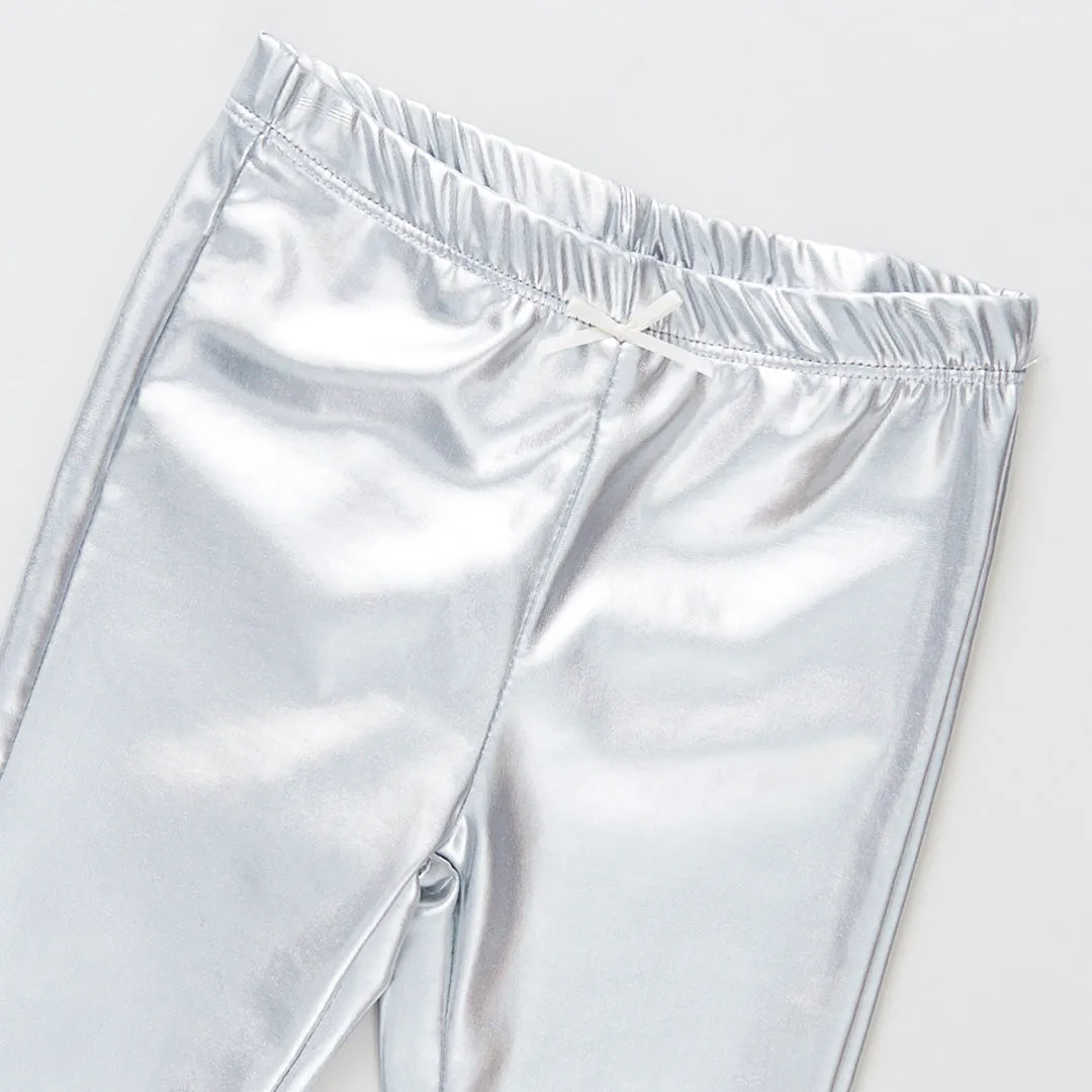 Baby Lame Girls Legging - Silver