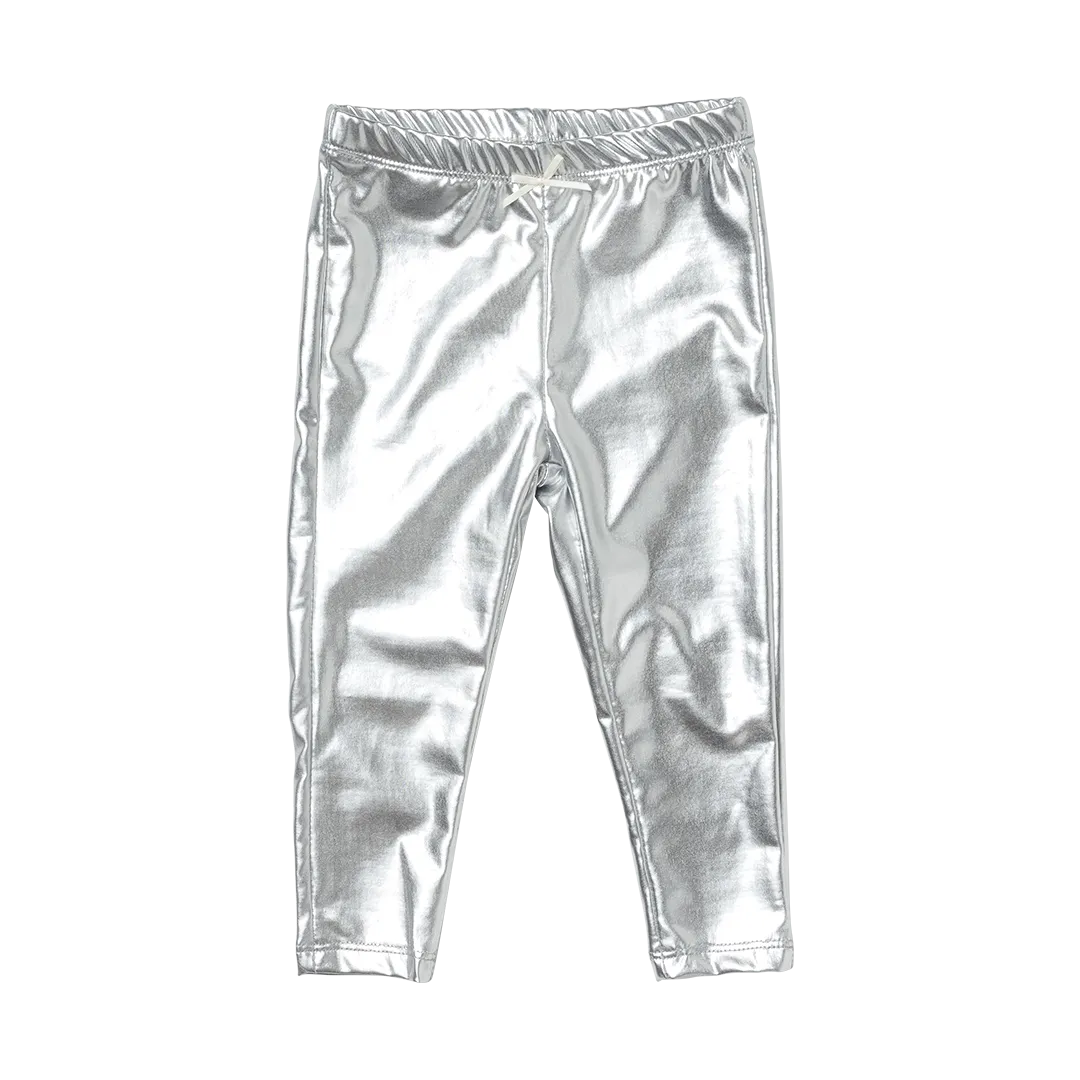 Baby Lame Girls Legging - Silver