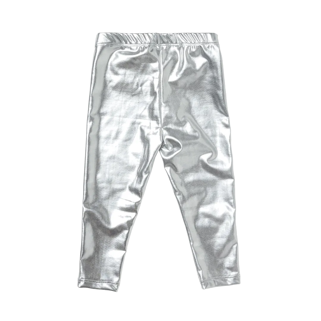 Baby Lame Girls Legging - Silver