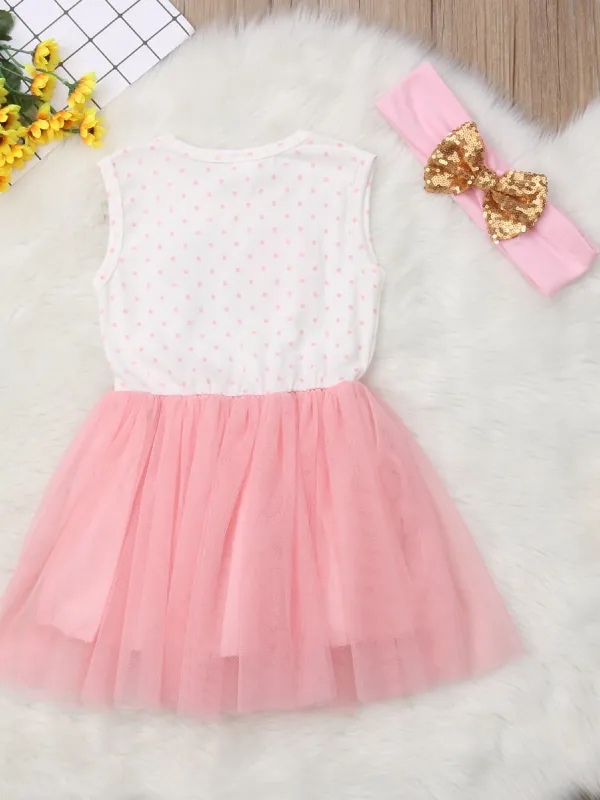 Baby Milestone "Three" Polka Dot Tutu Dress