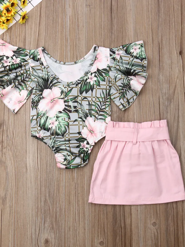 Baby Tropical Vibe Onesie and Skirt Set