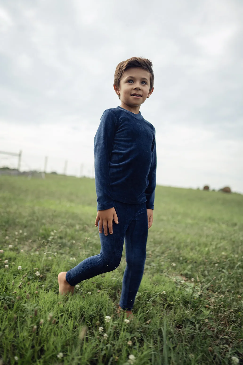 Bamboo Navy Velour Ribbed Pajama Set