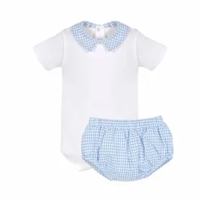 Basics -  blue seersucker Baby Boys Diaper Set