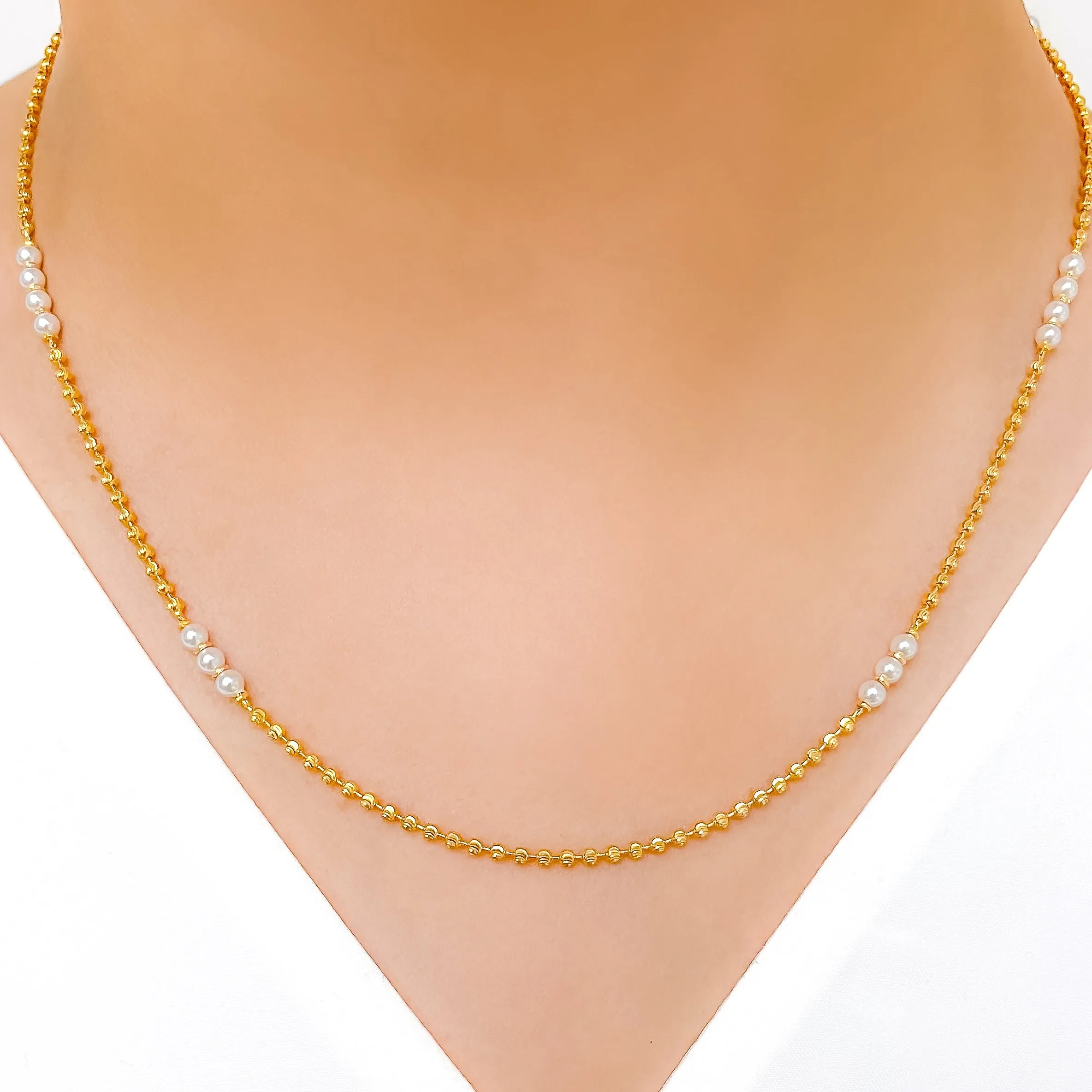 Beaded Pearl Fancy Chain - 18"