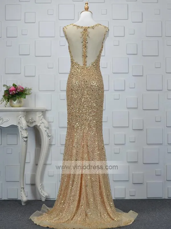 Beaded Sheath Long Prom Dresses Pageant Gown FD1440