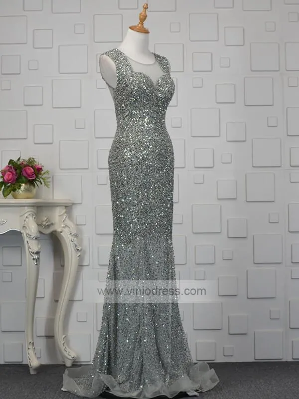 Beaded Sheath Long Prom Dresses Pageant Gown FD1440