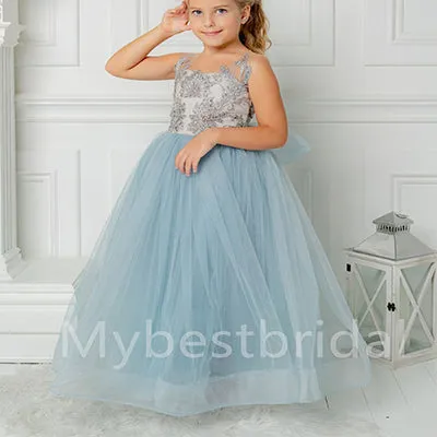 BeautifuI Spaghetti straps Sleeveless A Line Flower Girl Dresses, FGS0036