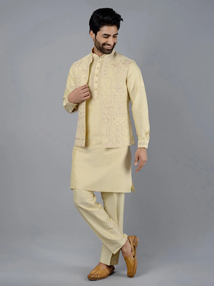 Beige Kurta Set With Koti | TULA