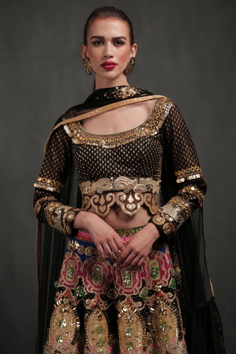 BLACK EMBROIDERED LEHENGA SET