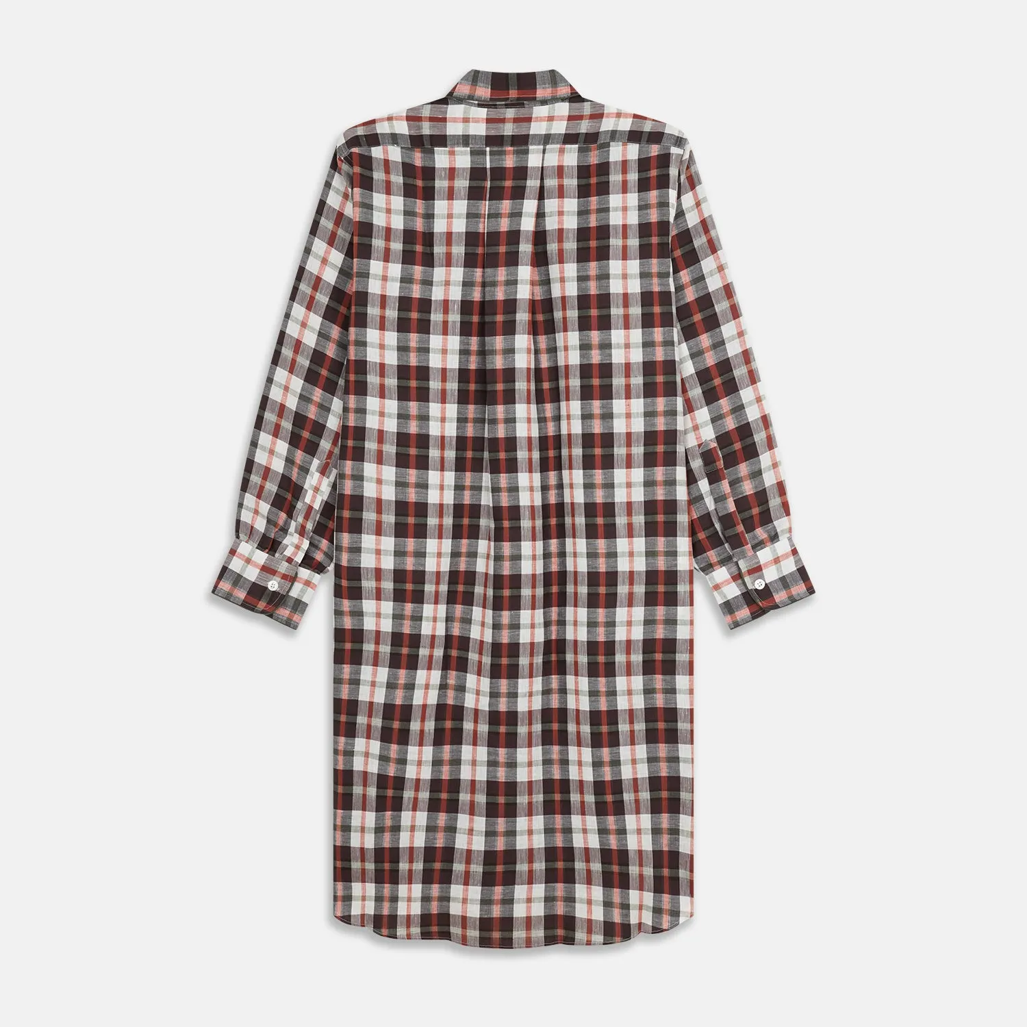 Black Multi Check Linen Blend Sussex Nightshirt