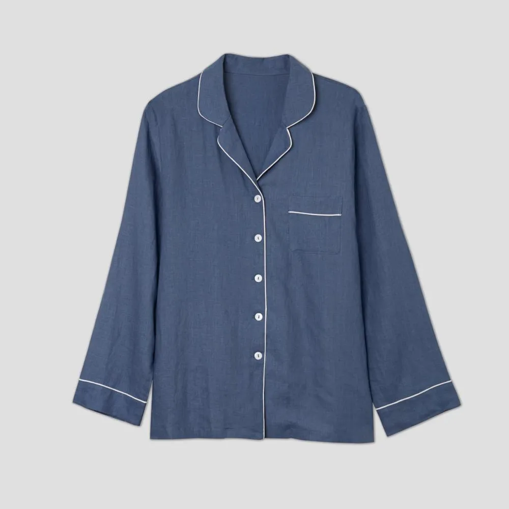 Blueberry Linen Pyjama Shirt (Top Only)