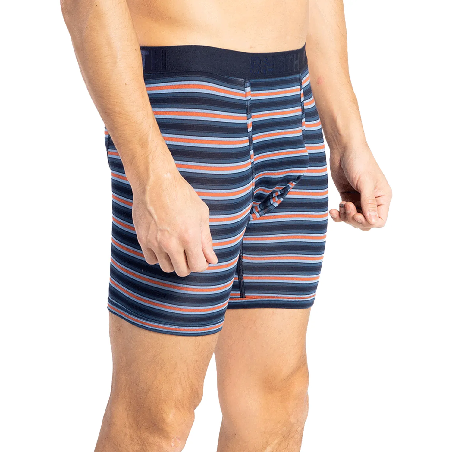 BN3TH Men's Classic Boxer Brief Print Track Stripe-Dark Navy