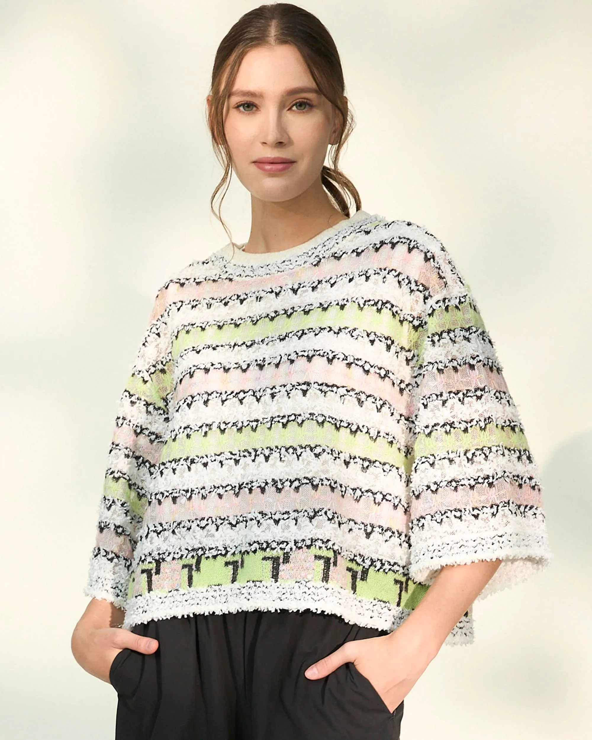 BOUSSOLE Knit Tweed Light Long Sleeve Pullover