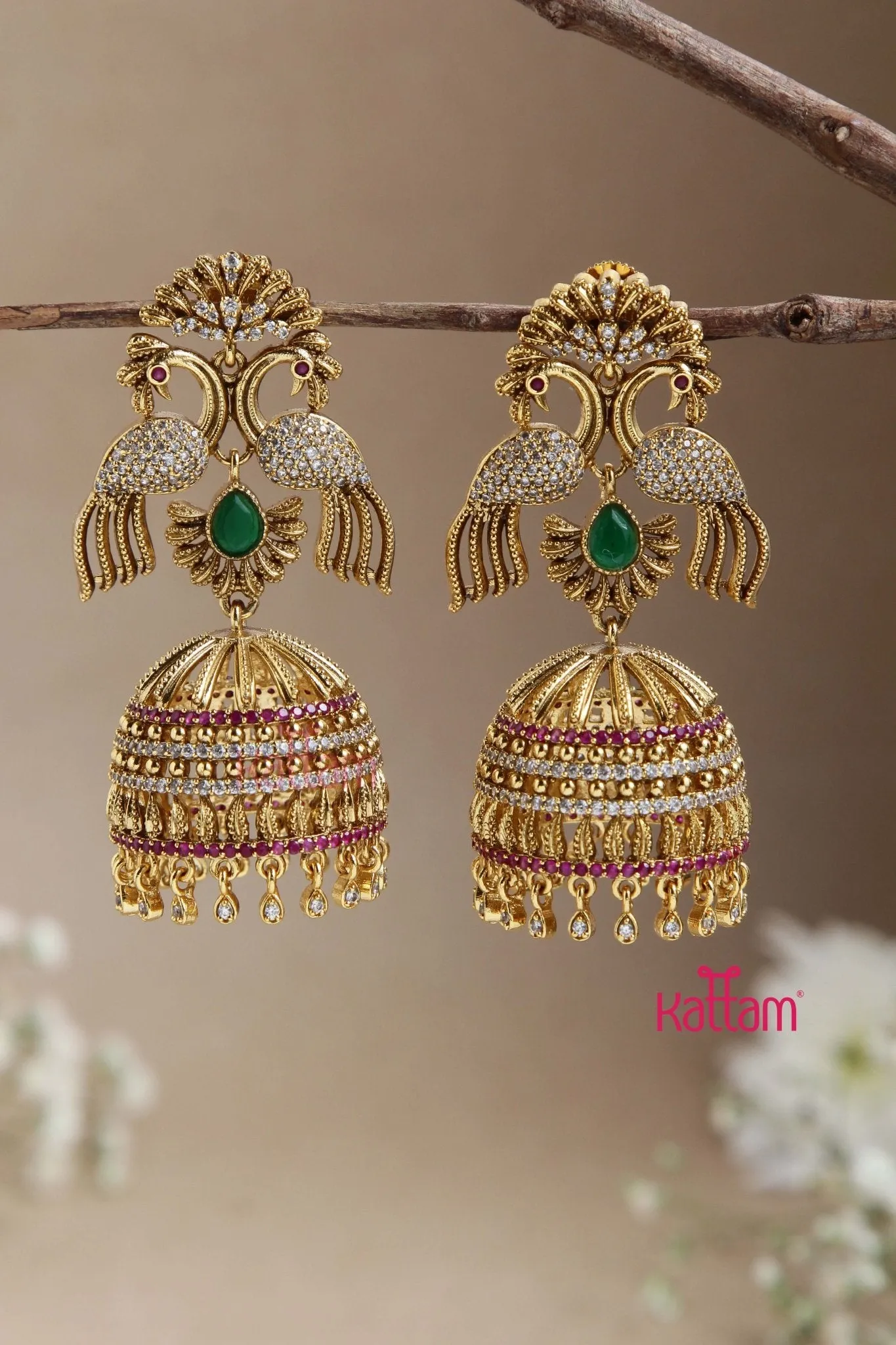 Bridal Matt Peacock Jhumka