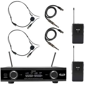 CAD Audio GXLD2BBAI Digital Dual-Channel Wireless Microphone and Bodypack System with Headsets and Guitar Cables, AI Frequency Band