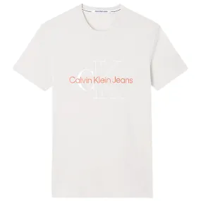 Calvin Klein Two Tone Monogram T-Shirt - Eggshell