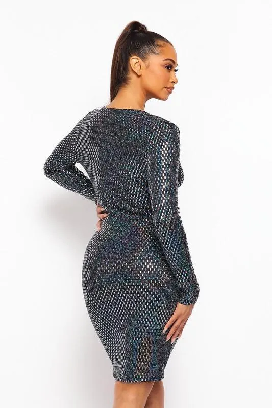 Chel's Sequin Plunging V Neck Mini Dress