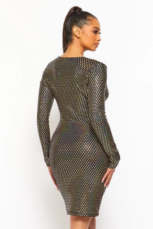 Chel's Sequin Plunging V Neck Mini Dress