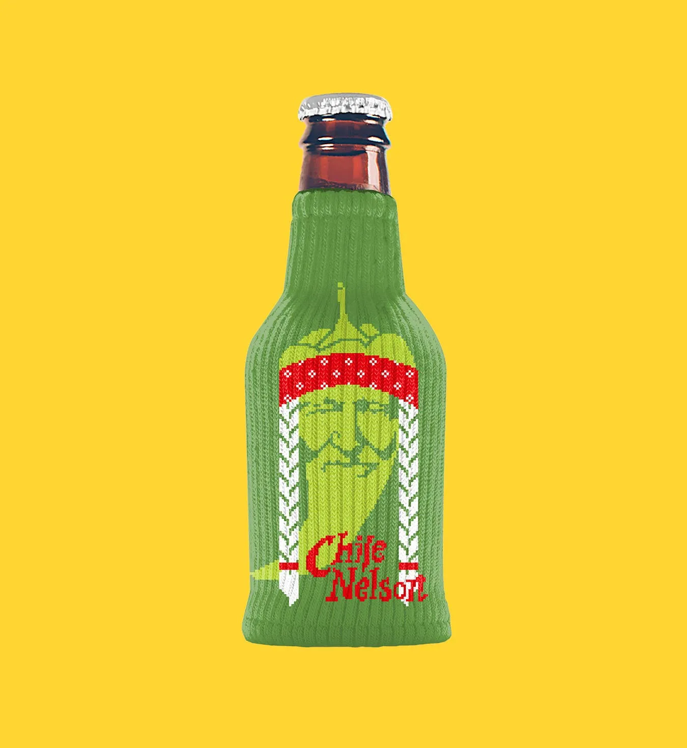 Chile Nelson | knit Beverage Koozie