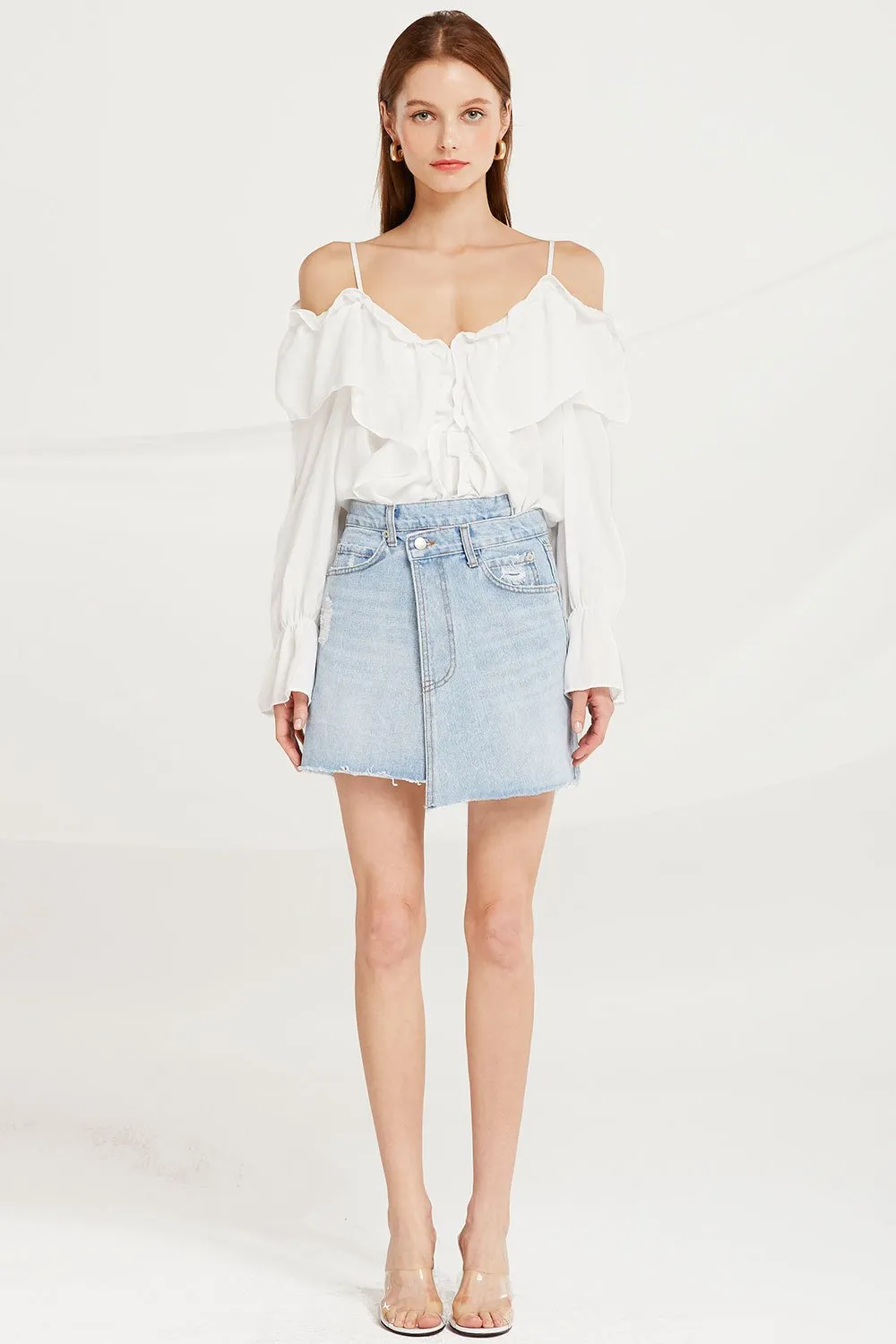 Chloe Criss Cross Denim Skirt