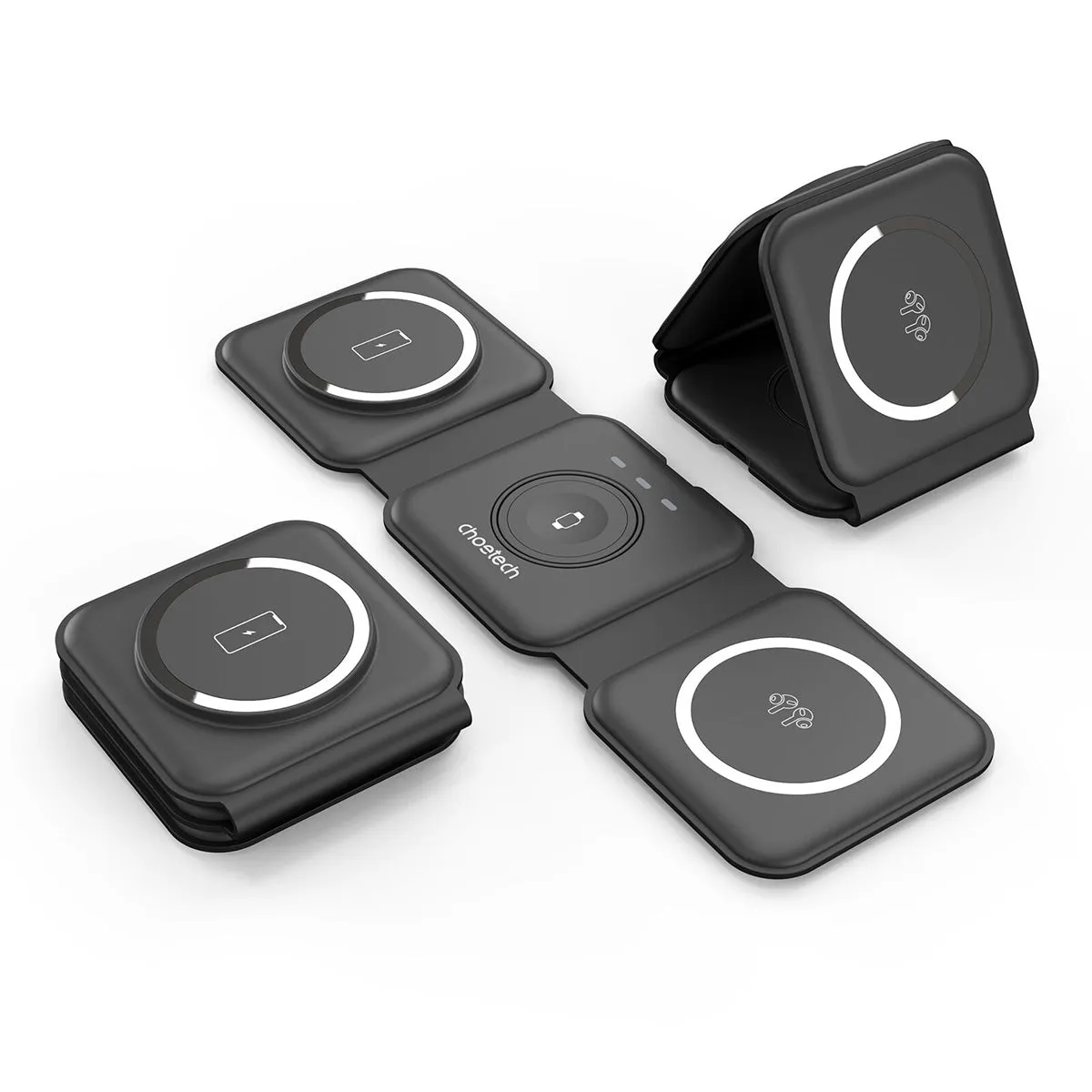 Choetech 3-in-1 Foldable Magnetic Wireless Charging Station T588-F (Black)