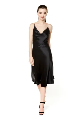 Christine Silk Garbo Long Slip - Black-Made in Canada