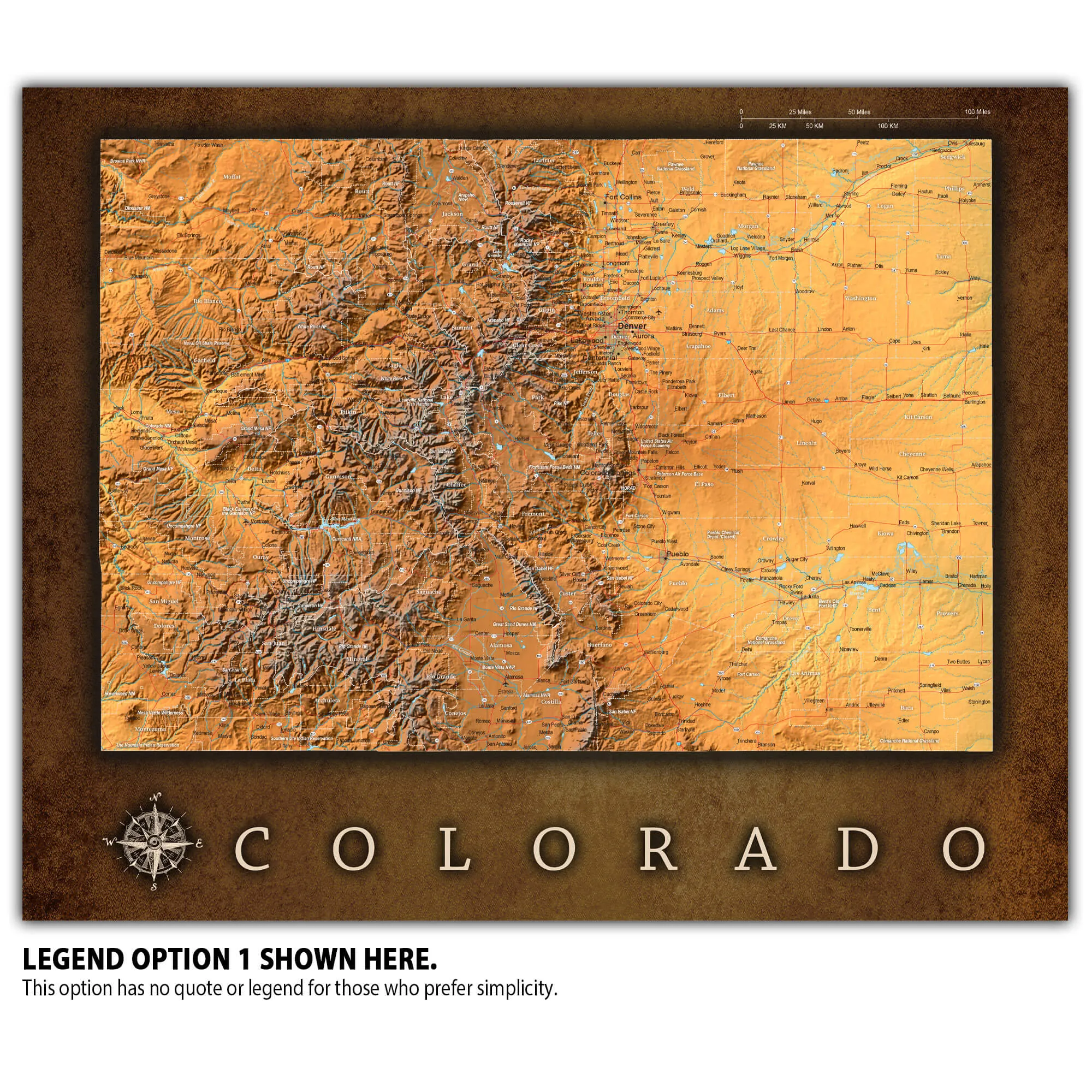 Colorado Push Pin Terrain Map