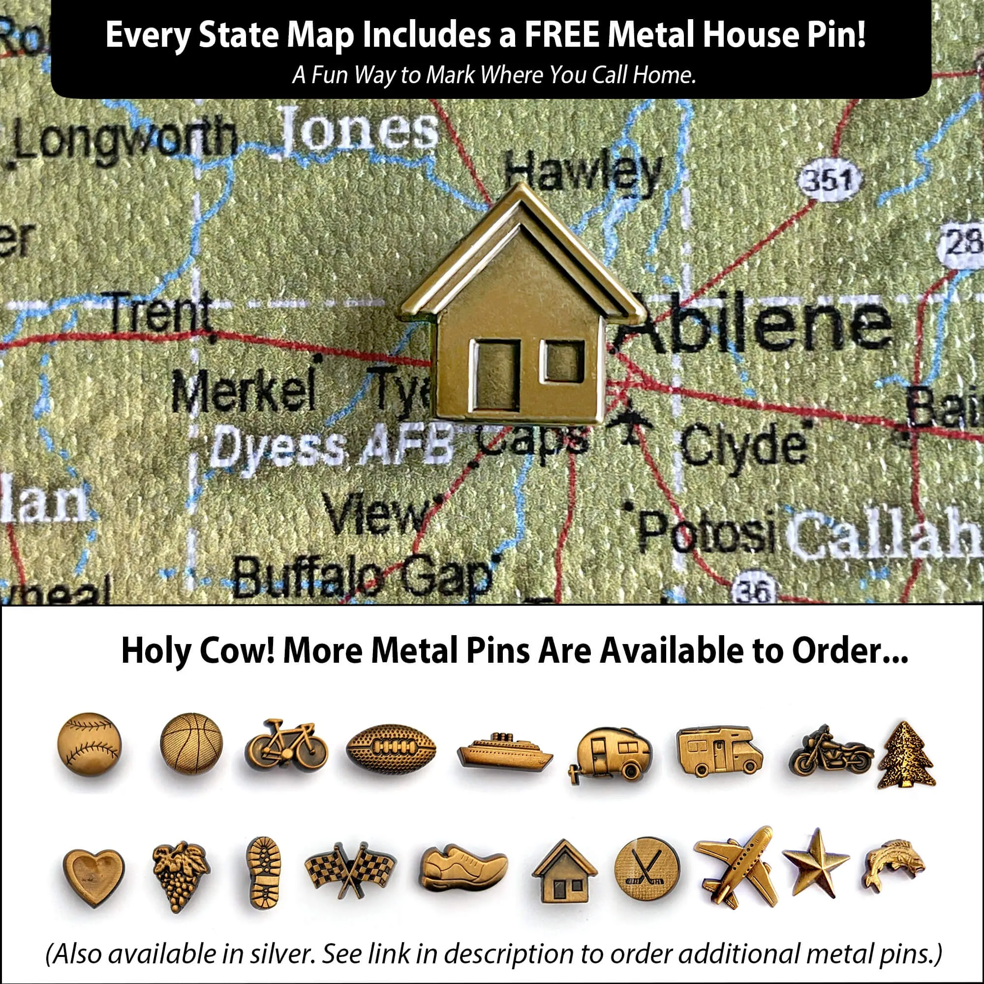 Colorado Push Pin Terrain Map