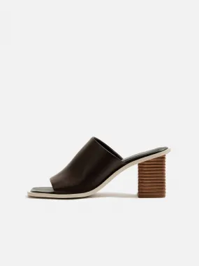 Coop Stacked Heel Leather Mule | Conker