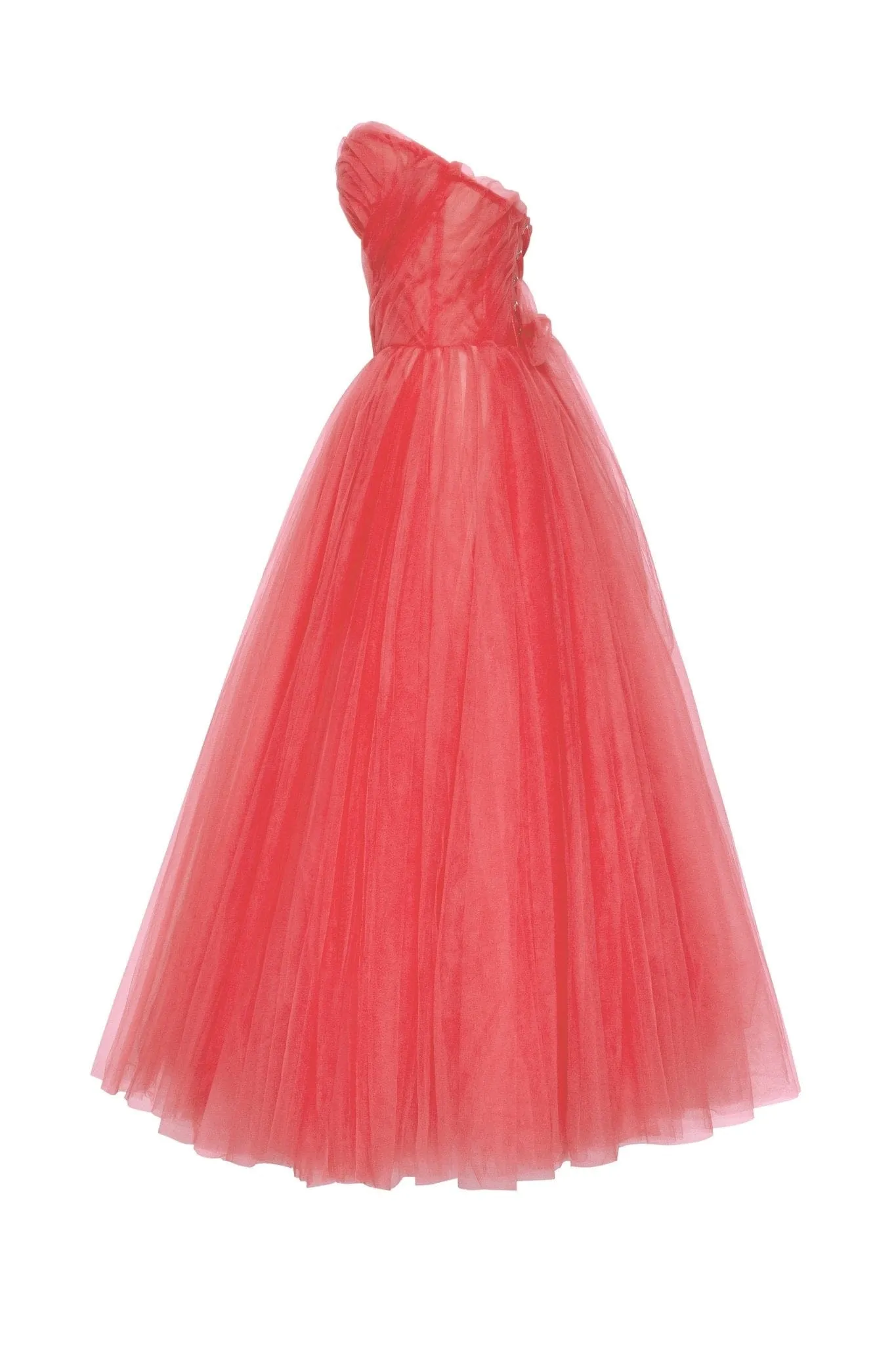 Coral tender midi tulle dress