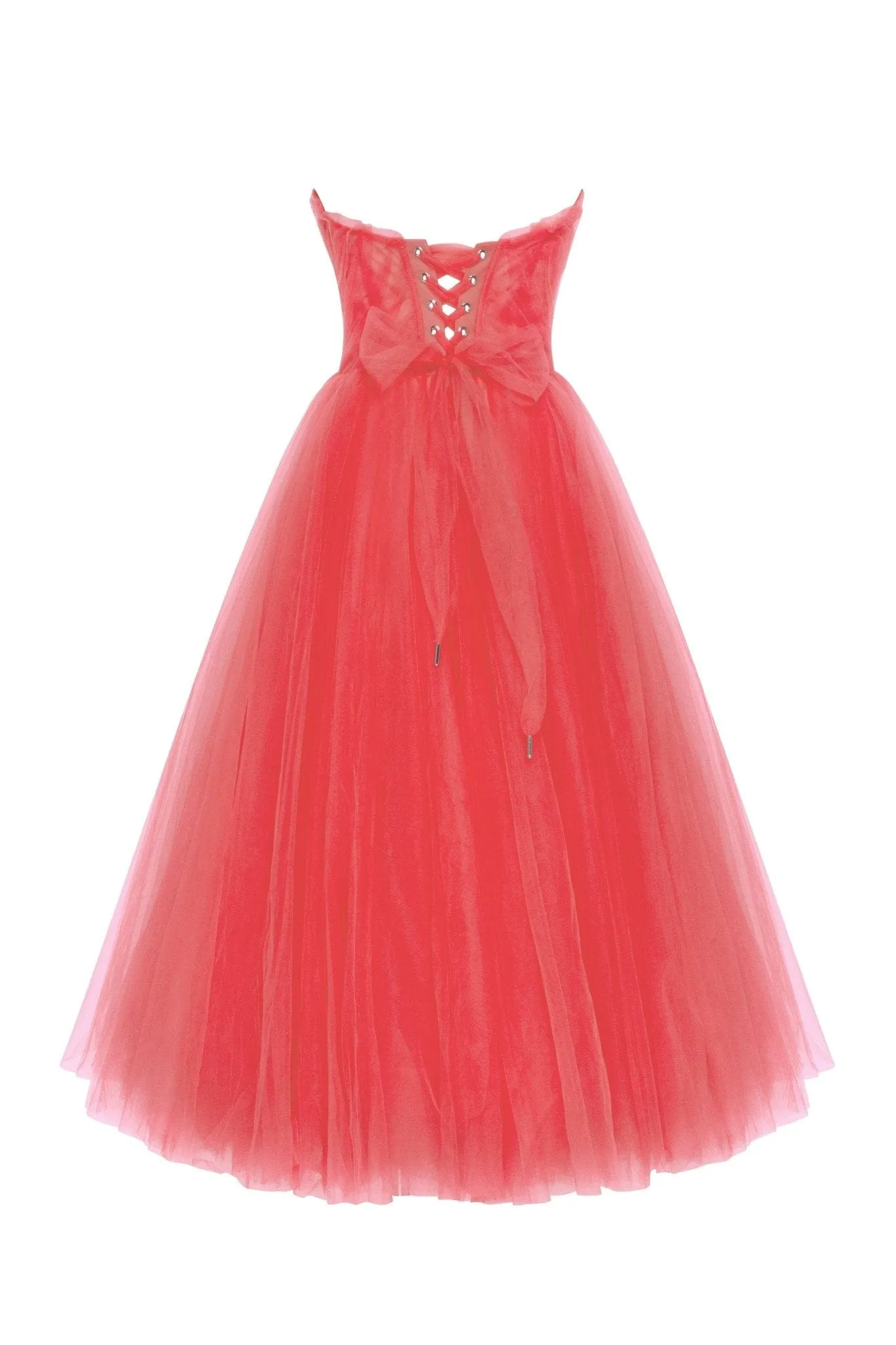 Coral tender midi tulle dress