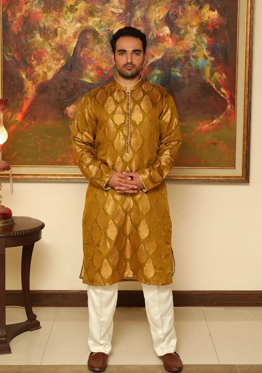 Couture Golden Palm Kurta Pajama