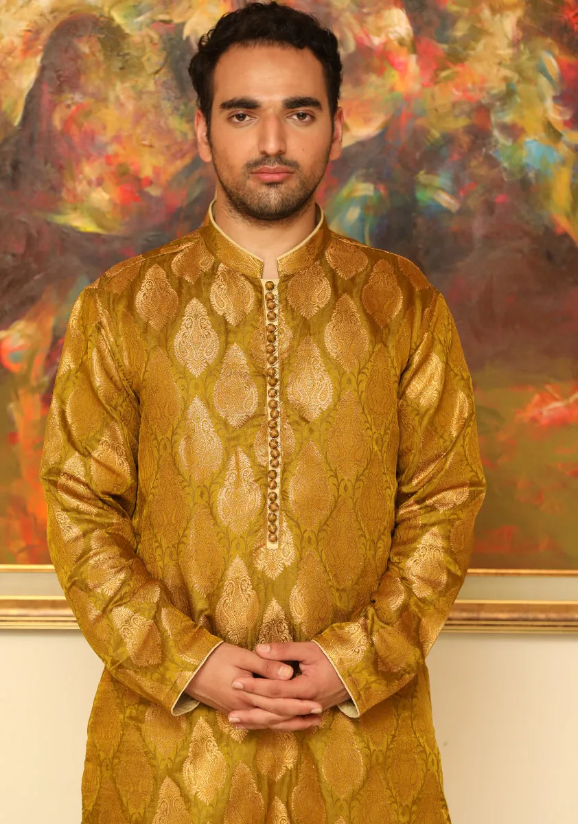 Couture Golden Palm Kurta Pajama