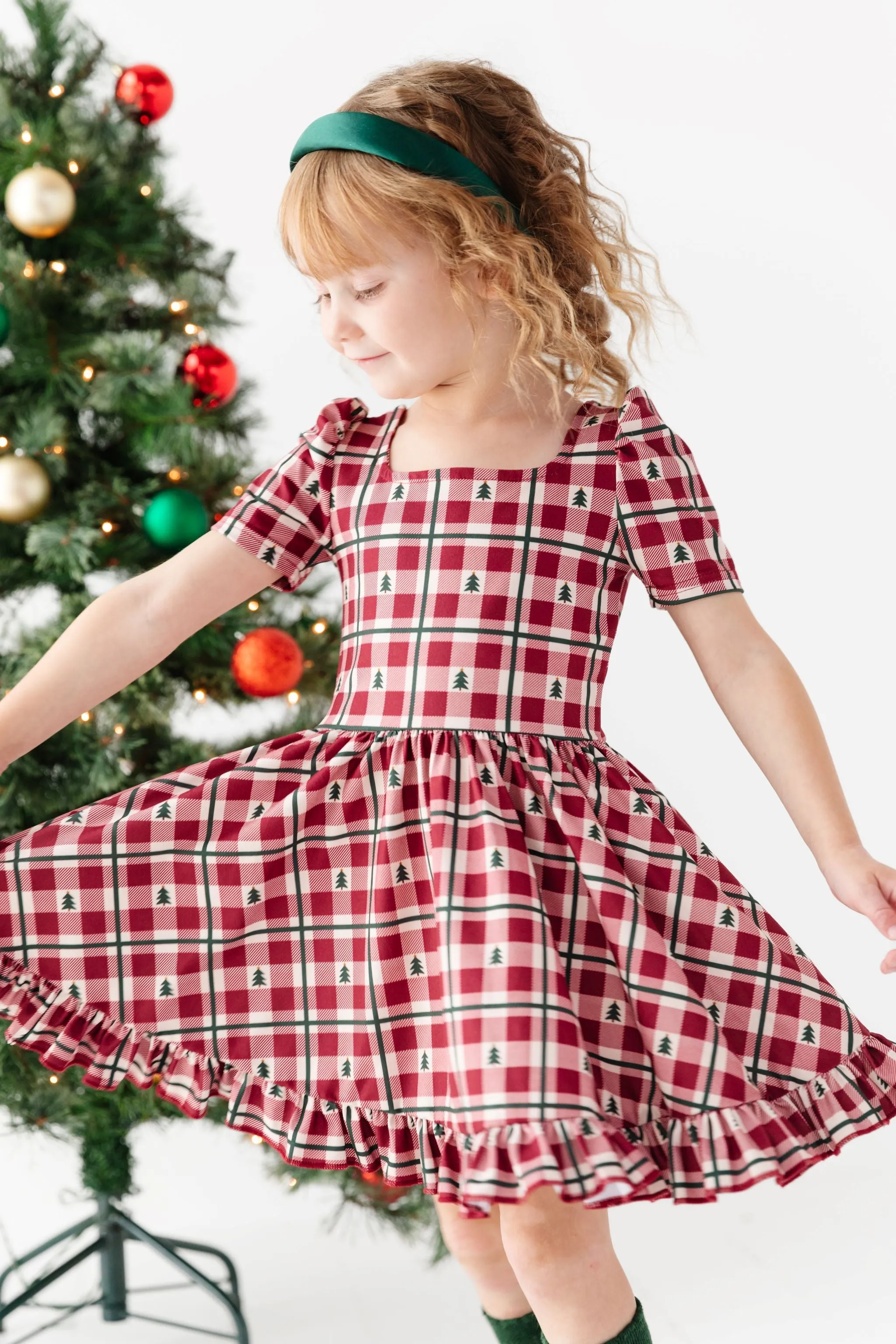 Crimson Tree Gingham Mod Twirl Dress